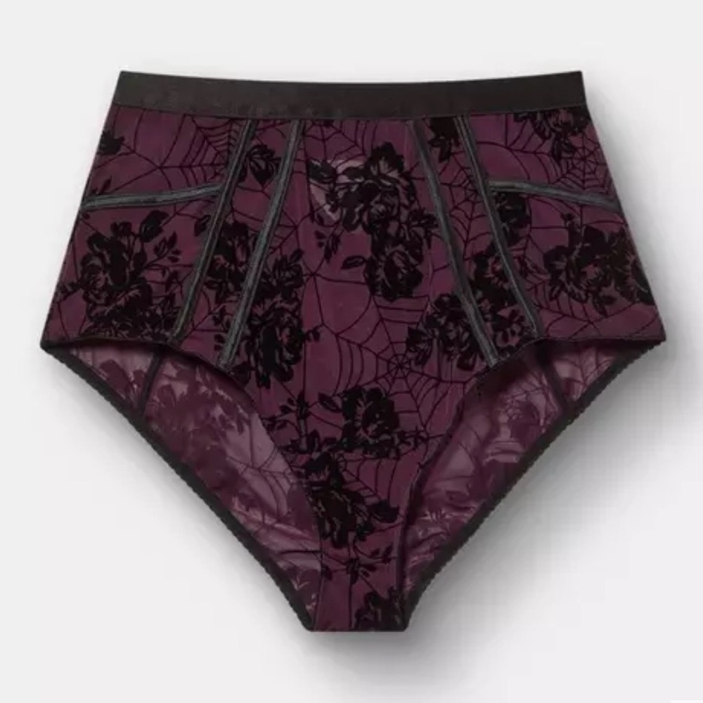 Torrid flocked mesh Purple and Black High-Waisted Briefs